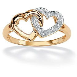 Isabella Collection 18k Gold over Silver Diamond Accent Interlocking Heart Ring
