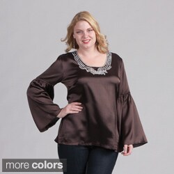Kaelyn Max Women's Plus Size Sequined Scoop Neck Top
