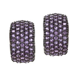 Sterling Silver 5-row Amethyst Earrings