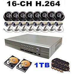 16-CH H.264 DVR 1TB HD 8 Dome and 8 Gun Camera Security System