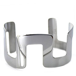 Stainless Steel Block Design Cuff Bracelet | Overstock.com