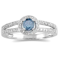 10k White Gold 1/4ct TDW Blue and White Diamond Ring (H-I, I1-I2)