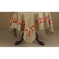 Square Embroidered Olive Tablecloth