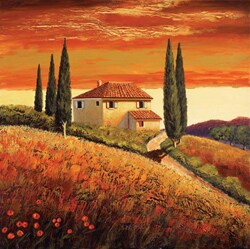 Santo De Vita 'Sunset Over Tuscany II' Canvas Art