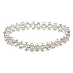 Pearls For You White FW Pearl 3-strand Stretch Bracelet (5-5.5 mm)