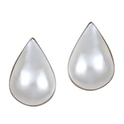 10k White Gold Pear-shape Mabe Pearl Earrings (12x18mm)