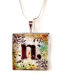 Silver and Glass Personalized Monogram Necklace 