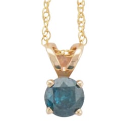14k Yellow Gold 1/4ct TDW Blue Diamond Pendant 
