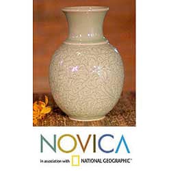 Celadon Ceramic 'Jade Landscape' Vase (Thailand)