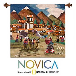 Wool 'Farm Family in The Sierra' Tapestry (Peru)