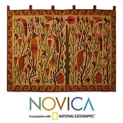 Wool 'Bird Forest' Wall Tapestry (Peru)