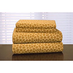 Pointehaven Giraffe Print Flannel Sheet Set