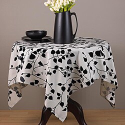 Flocked Leaf Print 54-inch Square Tablecloth
