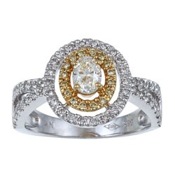 14k Two-tone Gold 4/5ct TDW Yellow and White Diamond Ring (H-I, I1)