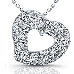 14k White Gold 1/4ct TDW Diamond Open Heart Necklace (J, I2-I3)