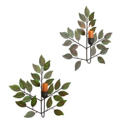 Handpainted Metal Leaves Candle Sconces (Pack of 2)