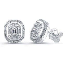 14k White Gold 4/5ct TDW Mosaic Diamond Earrings (H-I, SI1)