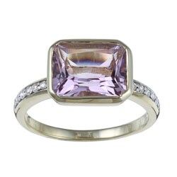 10k Yellow Gold Pink Amethyst and 1/6ct TDW Diamond Ring (H-I, I2-I3)