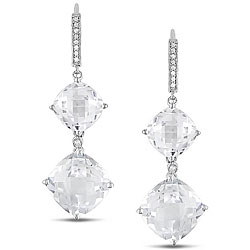 Sterling Silver White Topaz and Diamond Earrings
