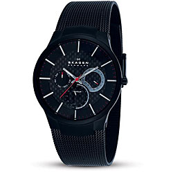 Skagen Men's Black Titanium Multifunction Mesh Watch
