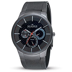 Skagen Men's Grey Titanium Multifunction Mesh Watch.