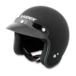 Raider Open Face Flat Black Helmet
