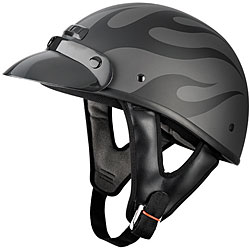 Raider Flat Black with Flame Shorty Helmet 