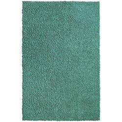 Hand-loomed Aqua Chenille Shag Rug (2'6 x 4'2)