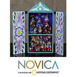 Ceramic 'Christmas in Quinua' Nativity Scene Retablo (Peru)