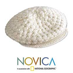 Alpaca Wool 'Wispy Clouds' Beret (Peru)