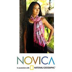 Silk 'Pink Fantasy' Batik Scarf (Indonesia)