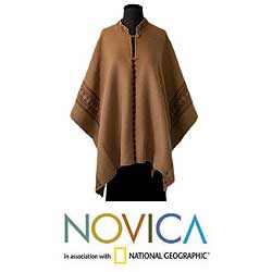 'Andean Earth' Alpaca Wool Reversible Poncho (Peru)