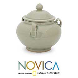 Celadon Ceramic 'Sleek Minimalism' Jar (Thailand)