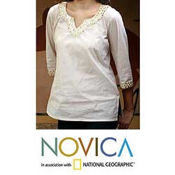 Women's Cotton 'Modern Princess' Beaded Tunic (India)