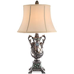Amphora Antique Silver Aquamarine Table Lamp (Set of 2)