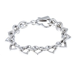 Platifina Sterling Silver Heart Link Bracelet