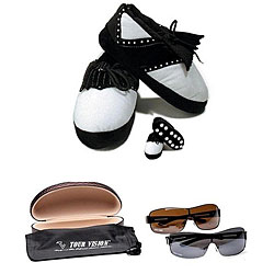 Tour Vision Men's Golf Slippers with 2 Pairs of HD Sunglasses Gift Combo