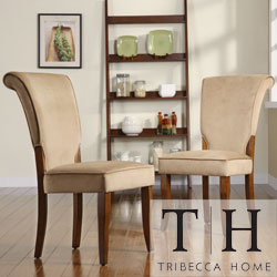 TRIBECCA HOME Andorra Peat Velvet Upholstered Dining Chair (Set of 2)