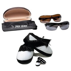 Tour Vision Men's Golf Slippers with 2 Pairs of Fairways HD Sunglasses Gift Combo