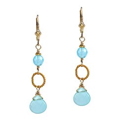 Charming Life 14k Goldfill Blue Chalcedony Quartz Briolette Earrings