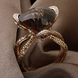 Miadora 14k Gold Smoky Quartz and 1 1/2ct TDW Diamond Ring (G-H, SI1-SI2)
