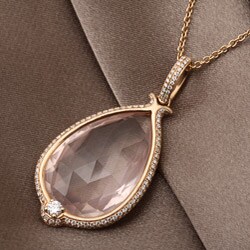 18k Pink Gold Quartz and 4/5ct TDW Diamond Necklace (G-H, SI1-SI2)