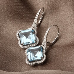 18k White Gold Topaz and 3/4ct TDW Diamond Earrings (G-H, SI1-SI2)