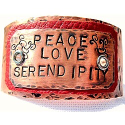 My Three Metals Copper Peace, Love, Serendipity Cuff Bracelet