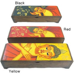 Hand Painted Buddha Face Long Box (Thailand)