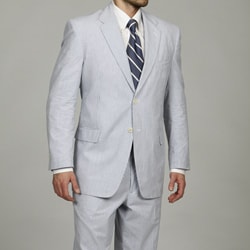 Adolfo Men's Blue/White 2-button Seersucker Suit FINAL SALE
