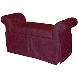 Victoria Rollarm Burgundy Damask Storage Bench