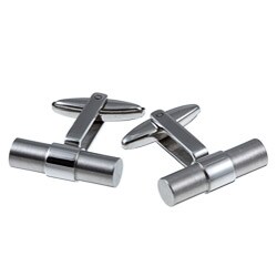 Gerald David Bauman Stainless Steel Polished Bar Cuff Links