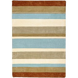 Hand-tufted Blue Striped Rug (5' x 8')