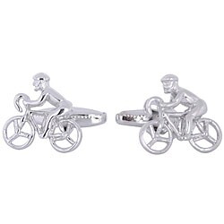 Rhodium Silver Cycling Cufflinks